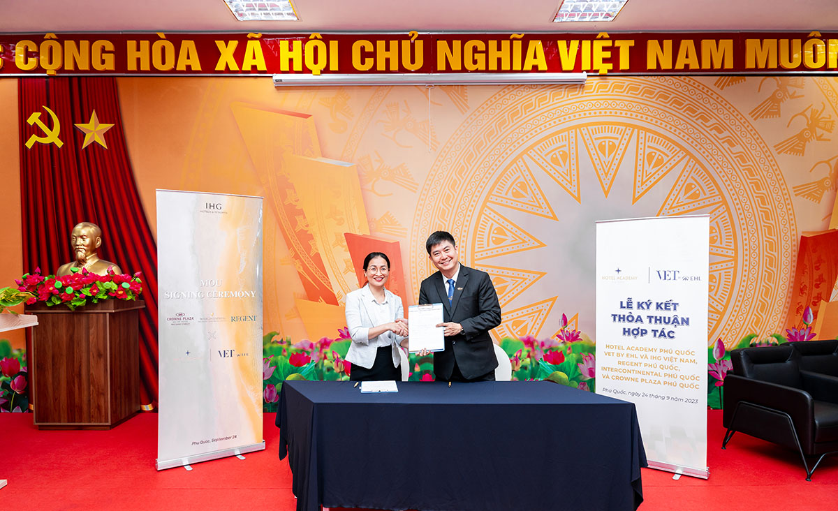 Hotel Academy (VET by EHL) ký kết thỏa thuận hợp tác với InterContinental Phu Quoc Long Beach Resort